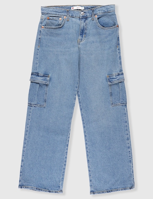 Jeans cargo wide leg Levi's deslavado para niña