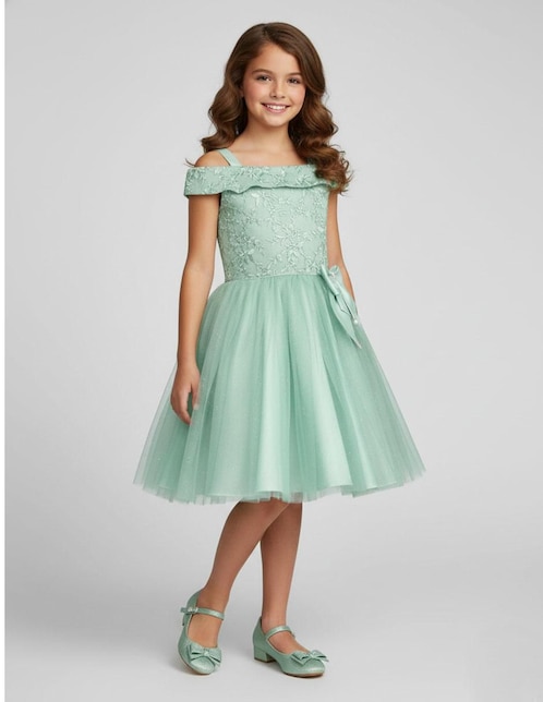 Vestido Gerat hombros descubiertos para niña