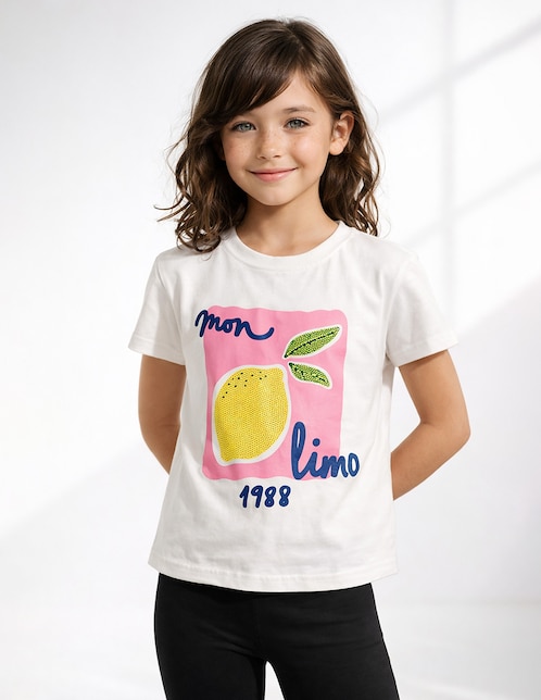 Playera Biography manga corta para niña