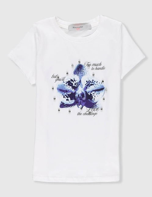 Playera Biography manga corta para niña