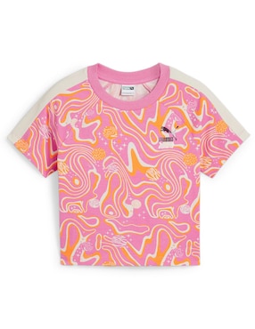 Playera Puma Lava Land AOP Baby Tee Manga Corta Para Niña