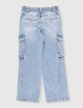 Jeans cargo straight That's It lavado desgastado para niña