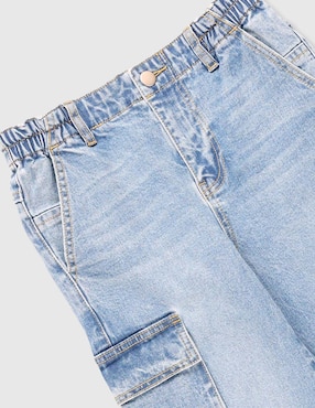 Jeans cargo straight That's It lavado desgastado para niña