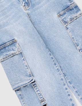 Jeans cargo straight That's It lavado desgastado para niña