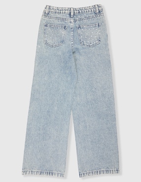 Jeans amplio That's It deslavado para niña