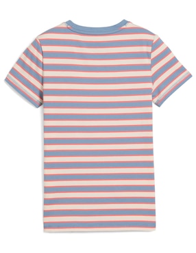Playera Puma Wardrobe Ess Go Together Striped Slim Tee G manga corta para niña
