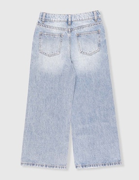 Jeans relaxed amplio That's It deslavado para niña