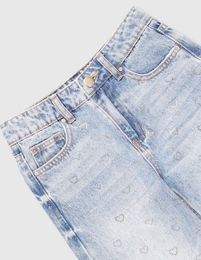 Jeans relaxed amplio That's It deslavado para niña