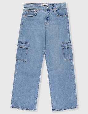 Jeans cargo wide leg Levi's deslavado para niña