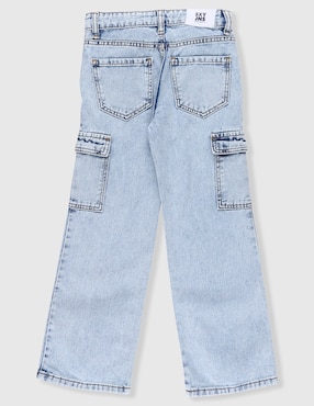 Jeans cargo straight Sexy Jeans lavado claro para niña