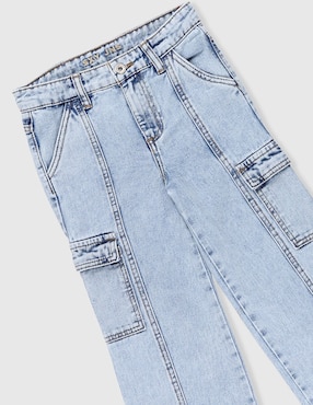 Jeans cargo straight Sexy Jeans lavado claro para niña