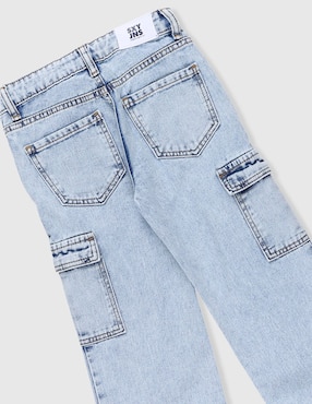 Jeans cargo straight Sexy Jeans lavado claro para niña