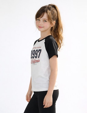 Playera biography manga corta para niña