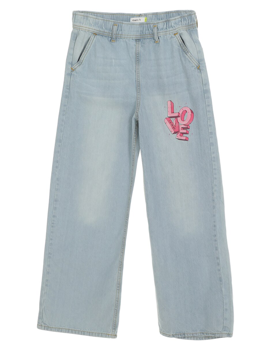 Jeans relaxed amplio lavado claro para niña 1