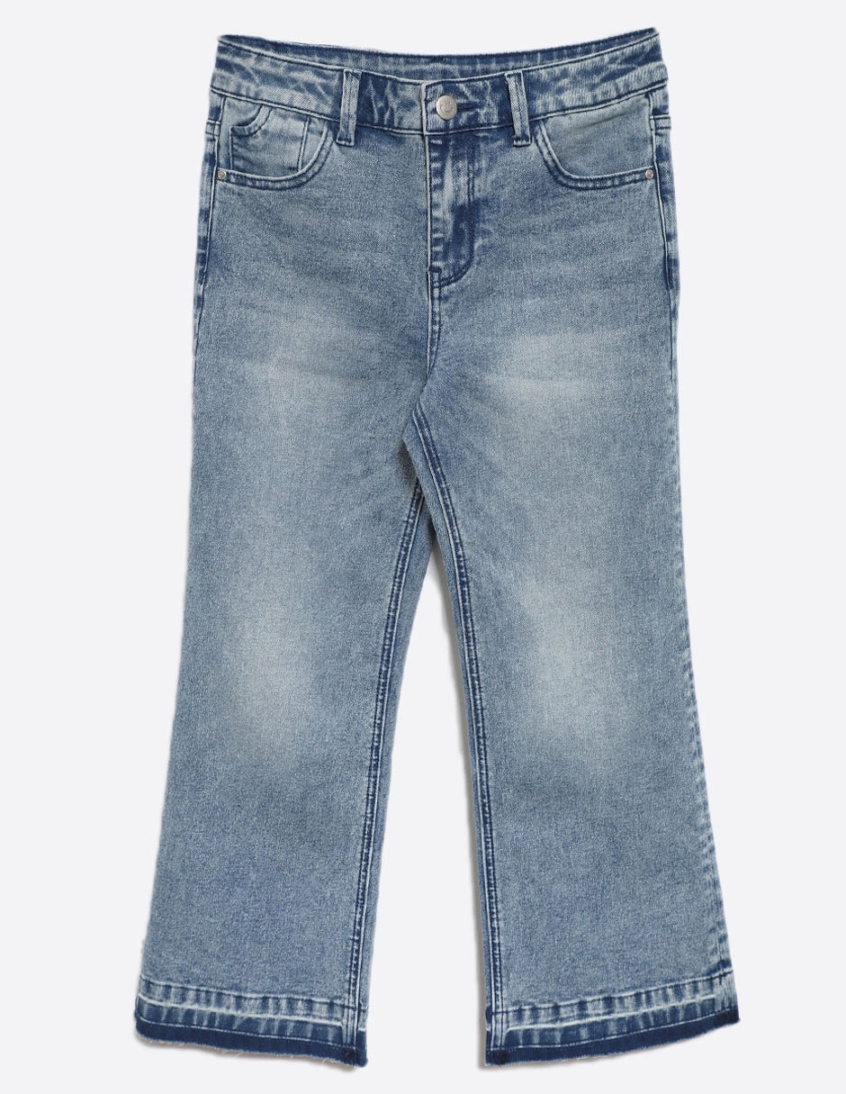 Jeans straight lavado claro para niña