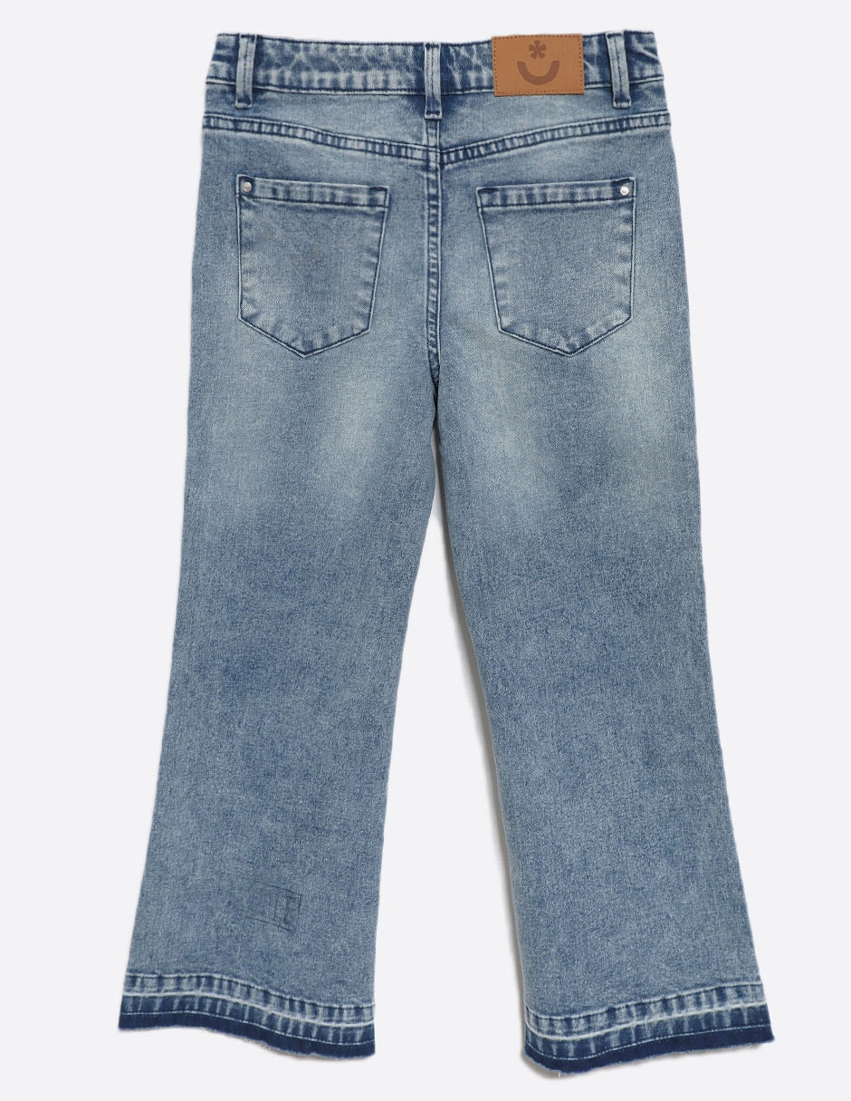 Jeans straight lavado claro para niña 2