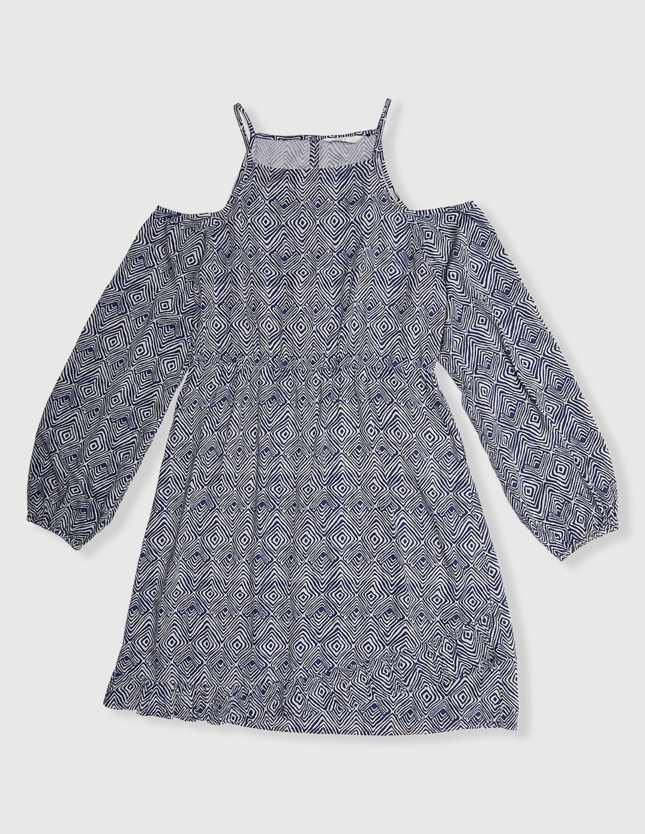 Vestido manga hombros descubiertos para niña