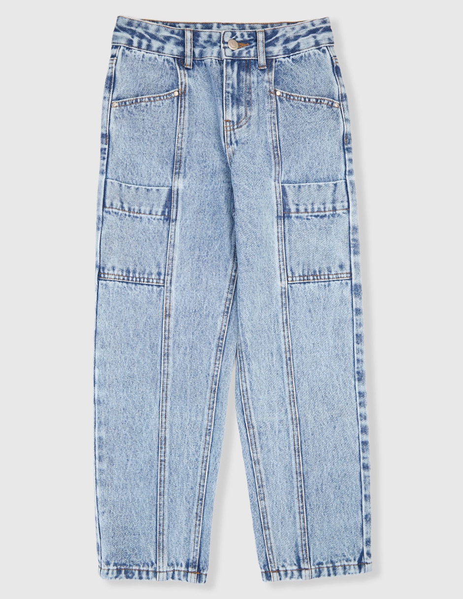 Jeans carpenter straight lavado claro para niña Jeans carpenter straight lavado claro para niña