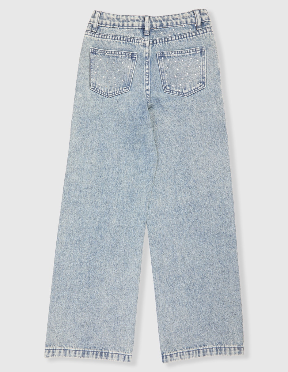 Jeans amplio deslavado para niña 2