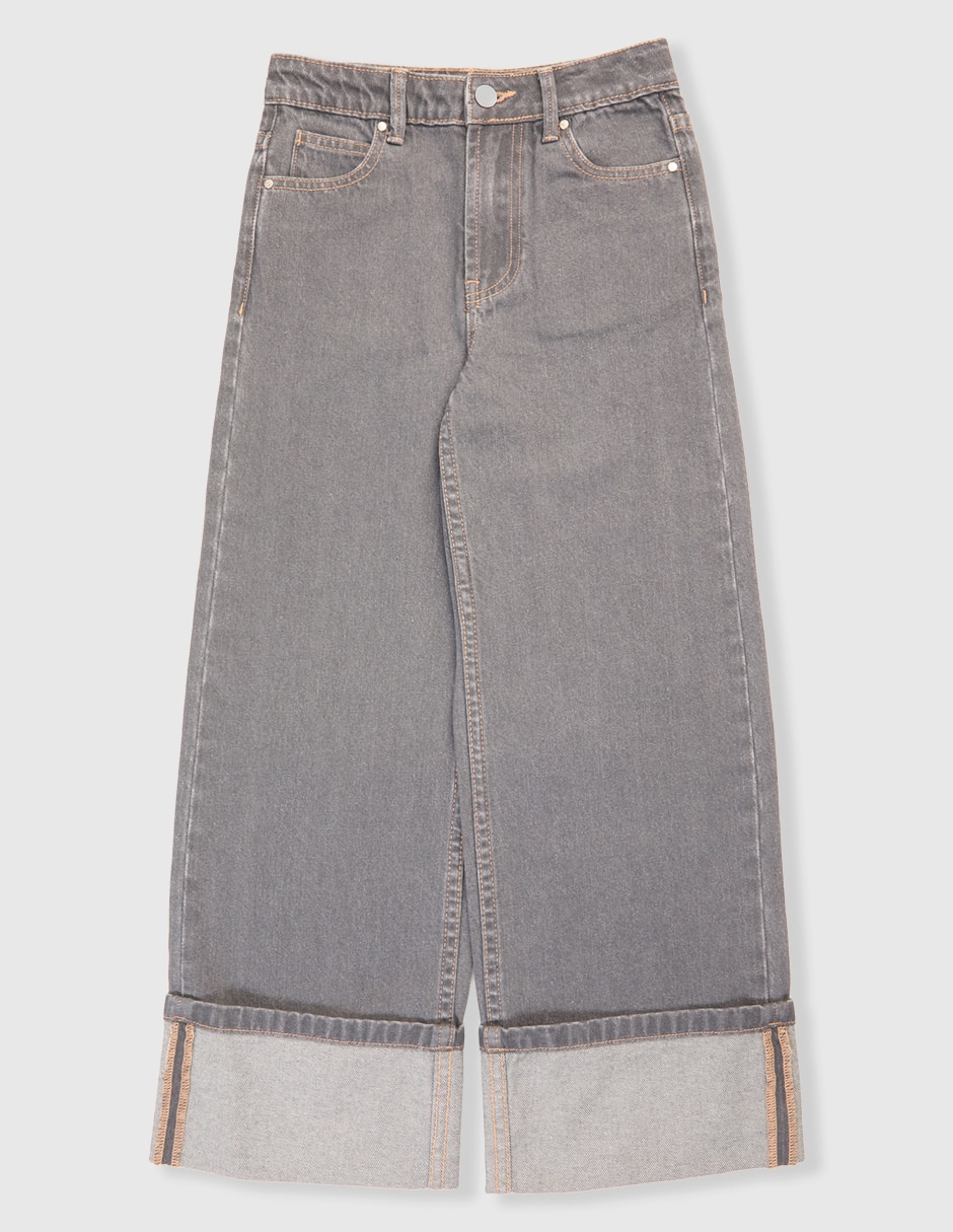 Jeans relaxed straight lavado obscuro para niña Jeans relaxed straight lavado obscuro para niña