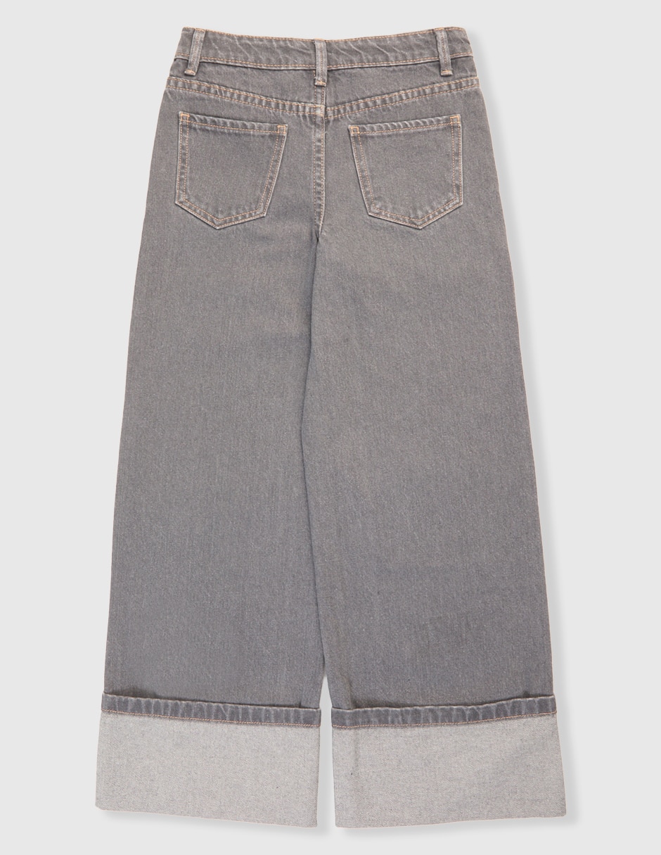 Jeans relaxed straight lavado obscuro para niña 2