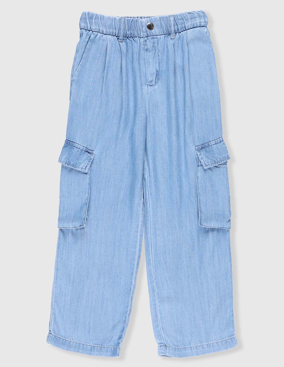 Jeans cargo baggy lavado claro para niña Jeans cargo baggy lavado claro para niña