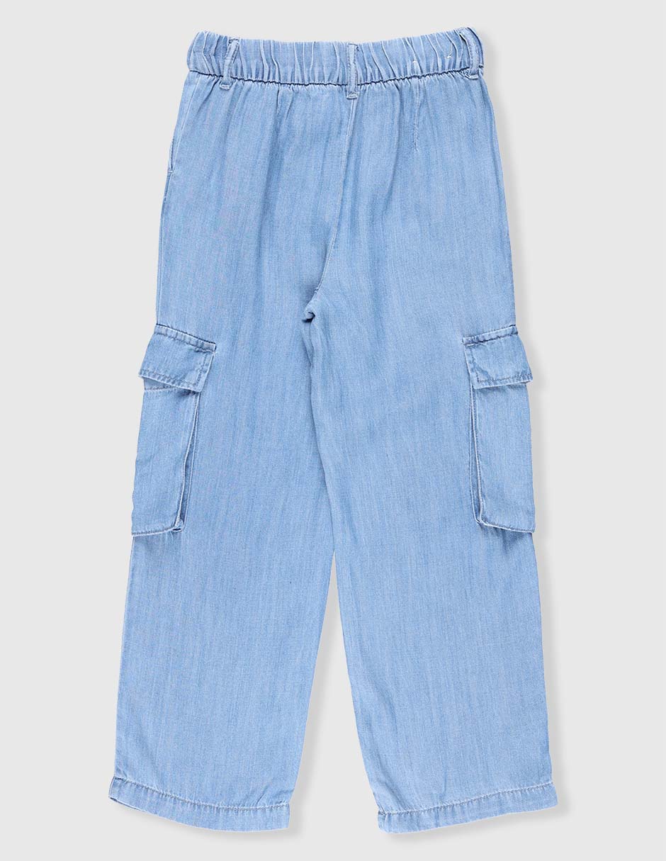 Jeans cargo baggy lavado claro para niña 2