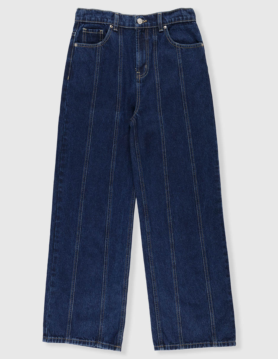Jeans amplio lavado obscuro para niña Jeans amplio lavado obscuro para niña