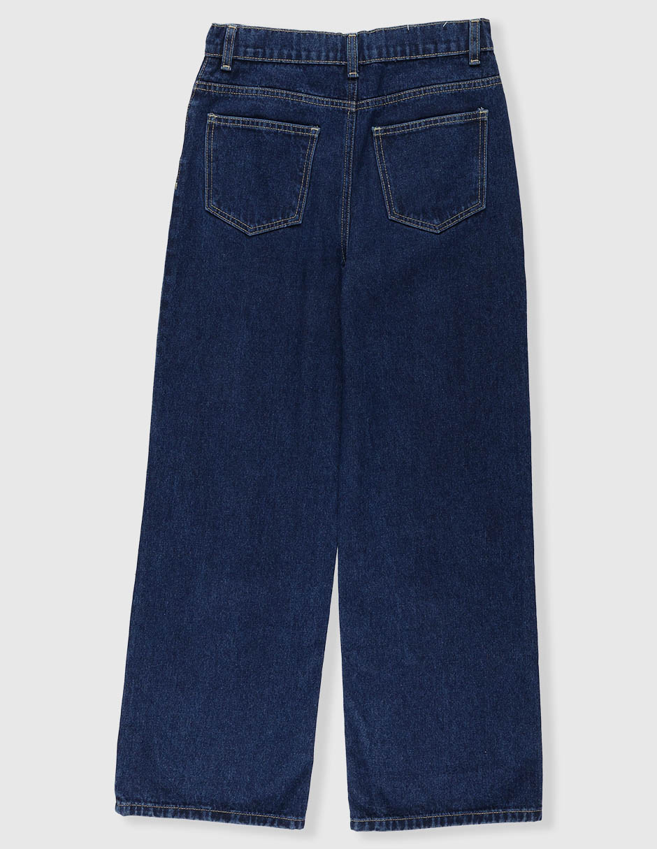 Jeans amplio lavado obscuro para niña 2
