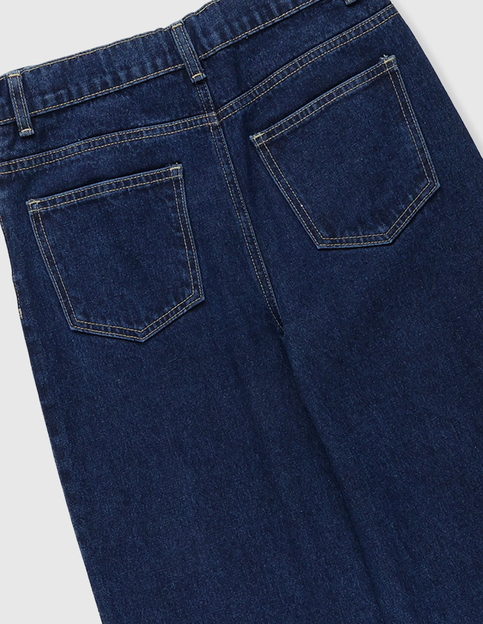 Jeans amplio lavado obscuro para niña 4