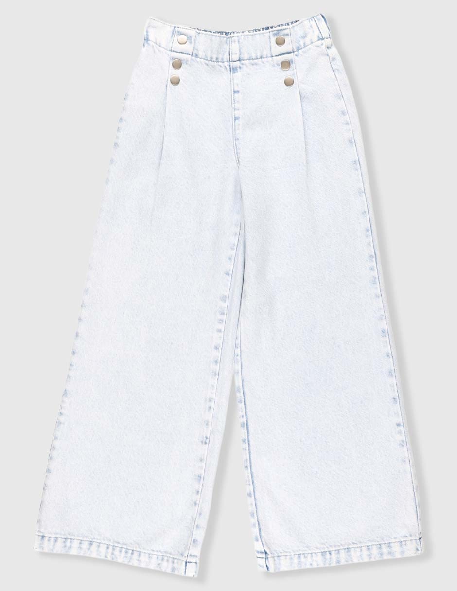 Jeans amplio lavado claro para niña Jeans amplio lavado claro para niña