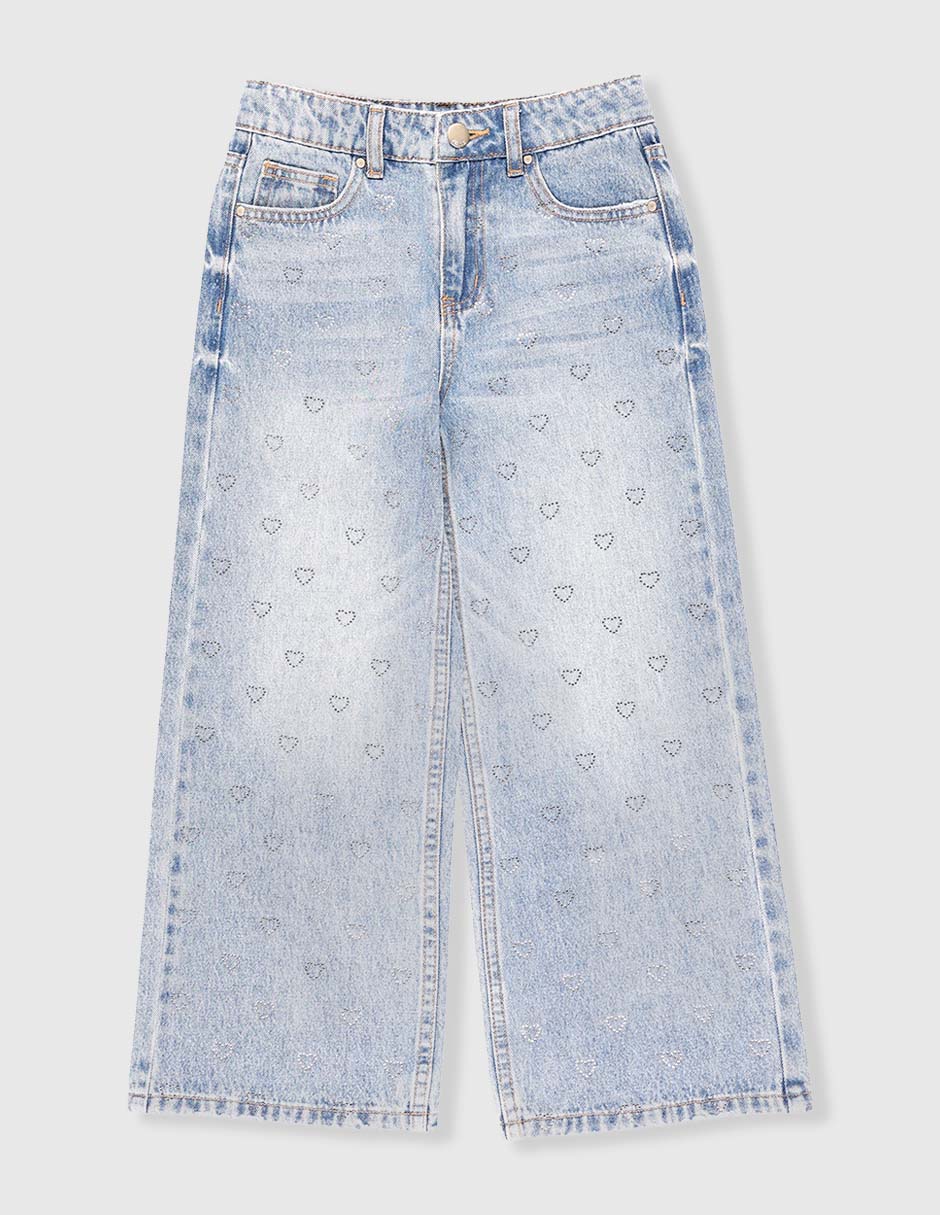 Jeans relaxed amplio deslavado para niña