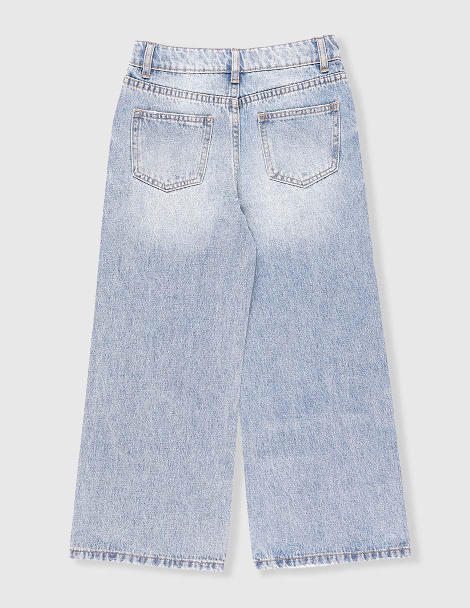 Jeans relaxed amplio deslavado para niña 2