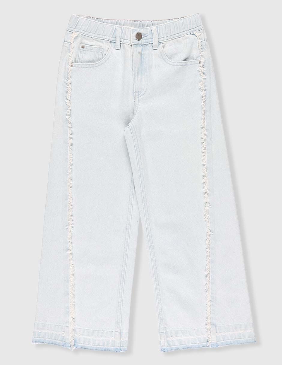 Jeans amplio lavado claro para niña
