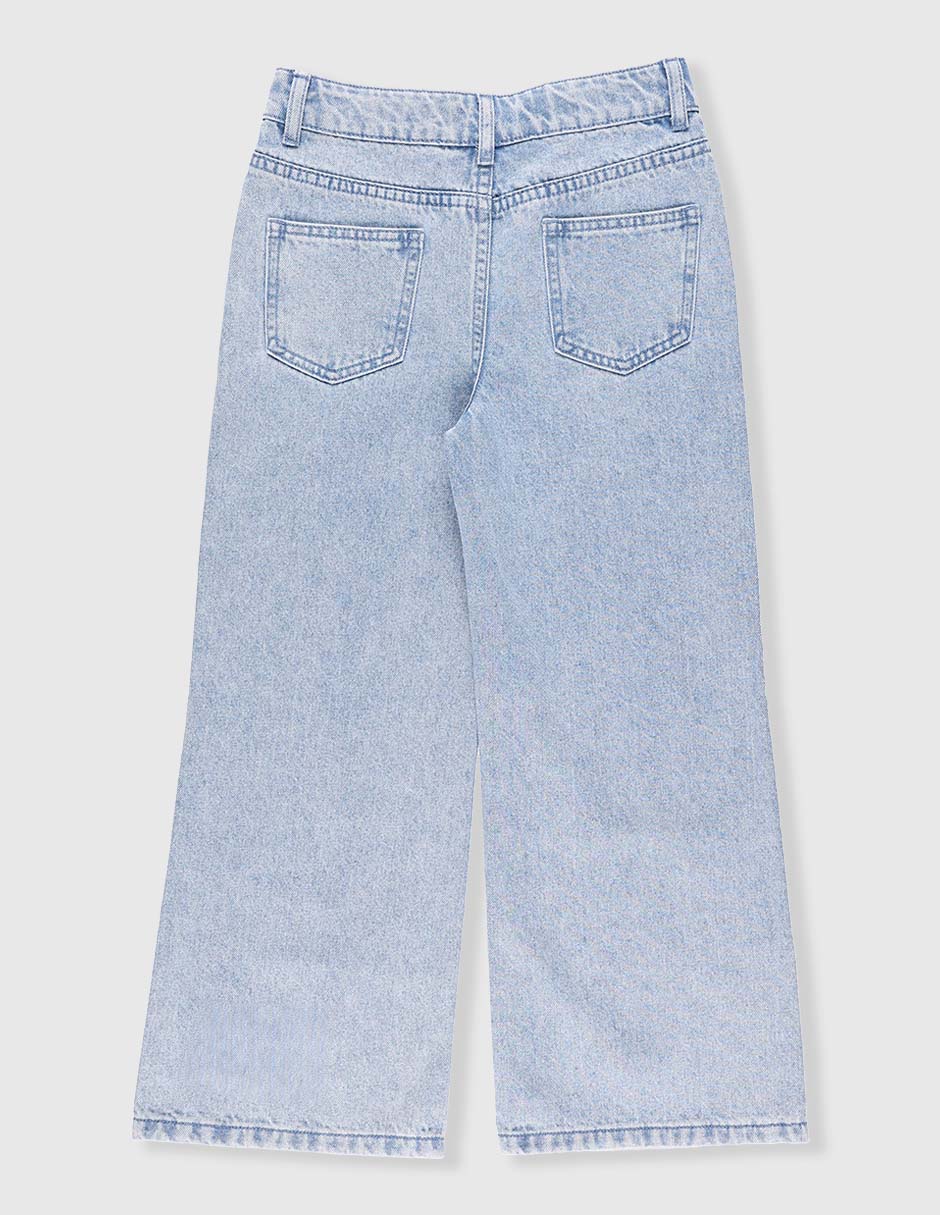 Jeans amplio lavado claro para niña 2