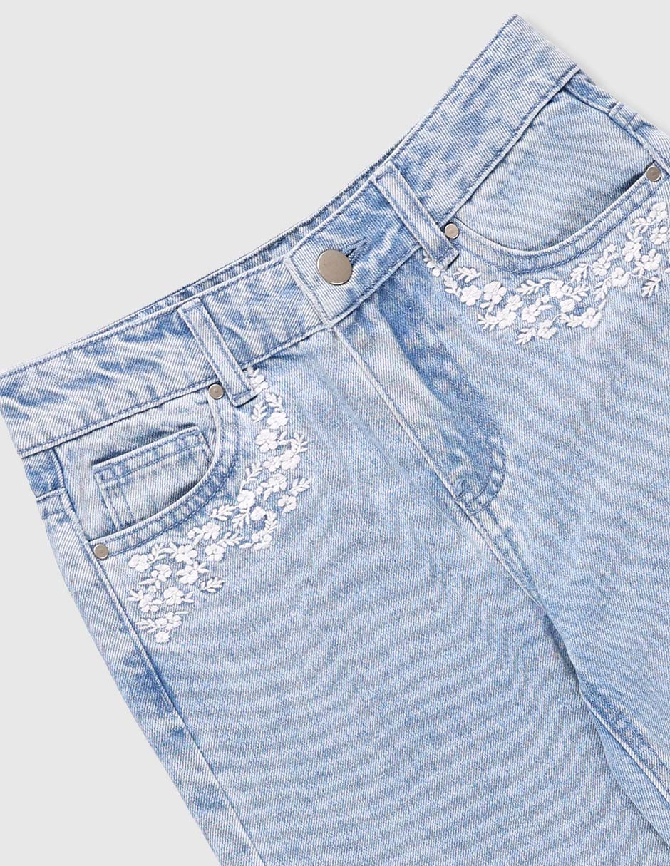 Jeans amplio lavado claro para niña 3