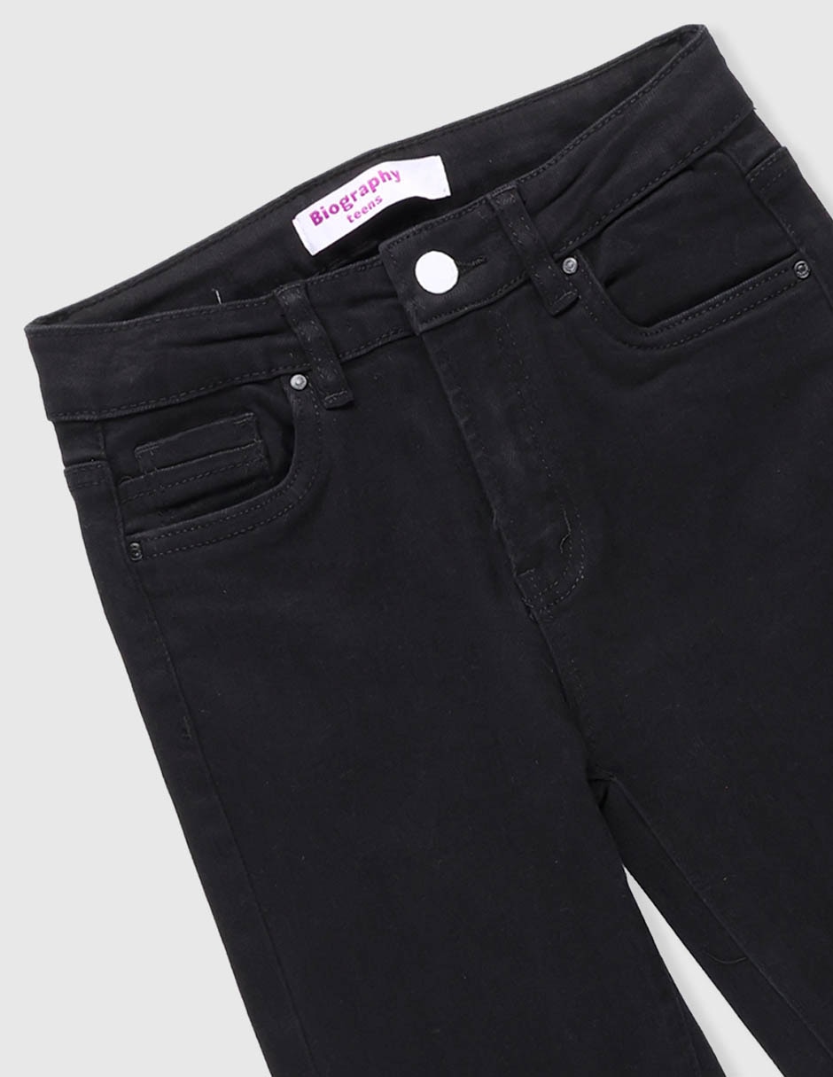 Jeans flare lavado obscuro para niña 3