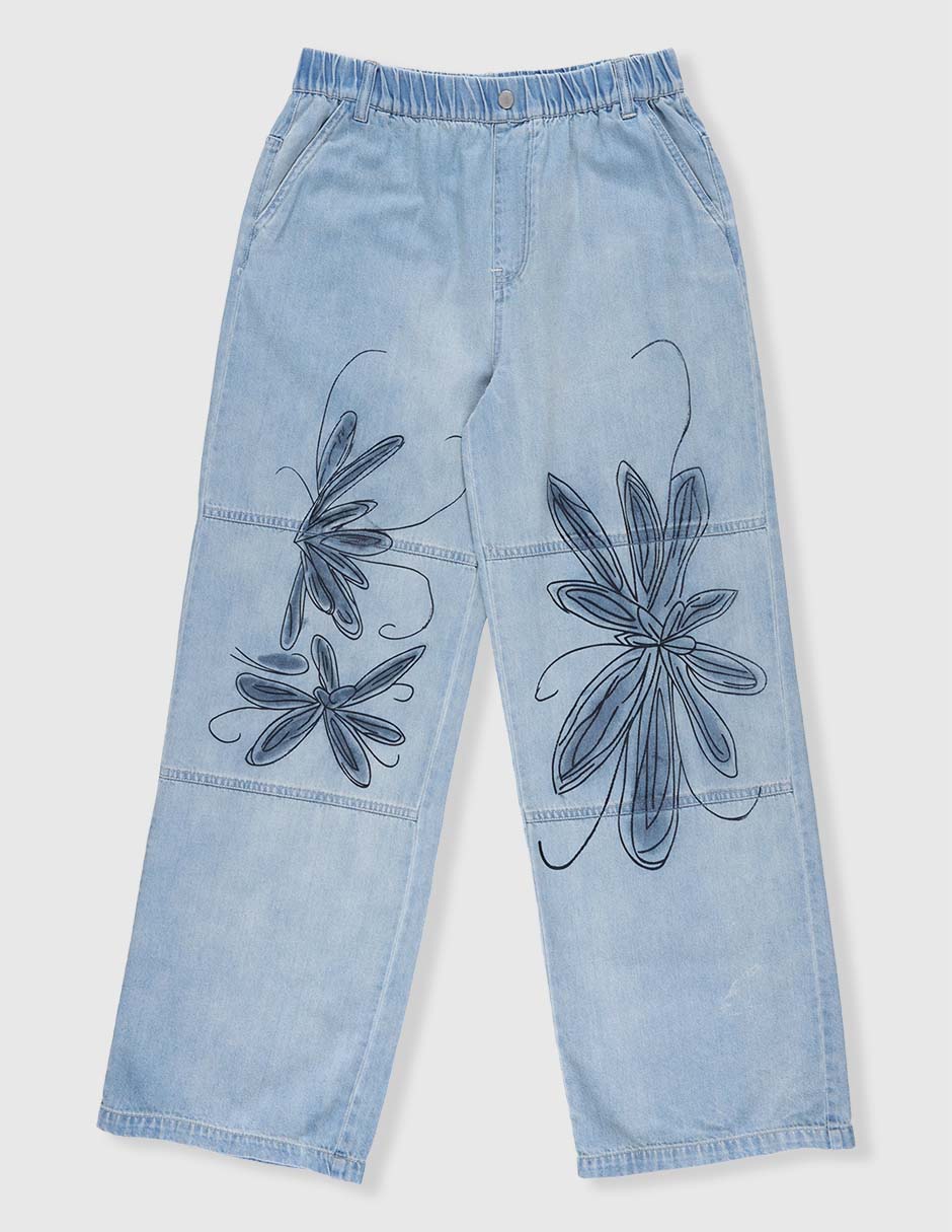 Jeans baggy deslavado para niña