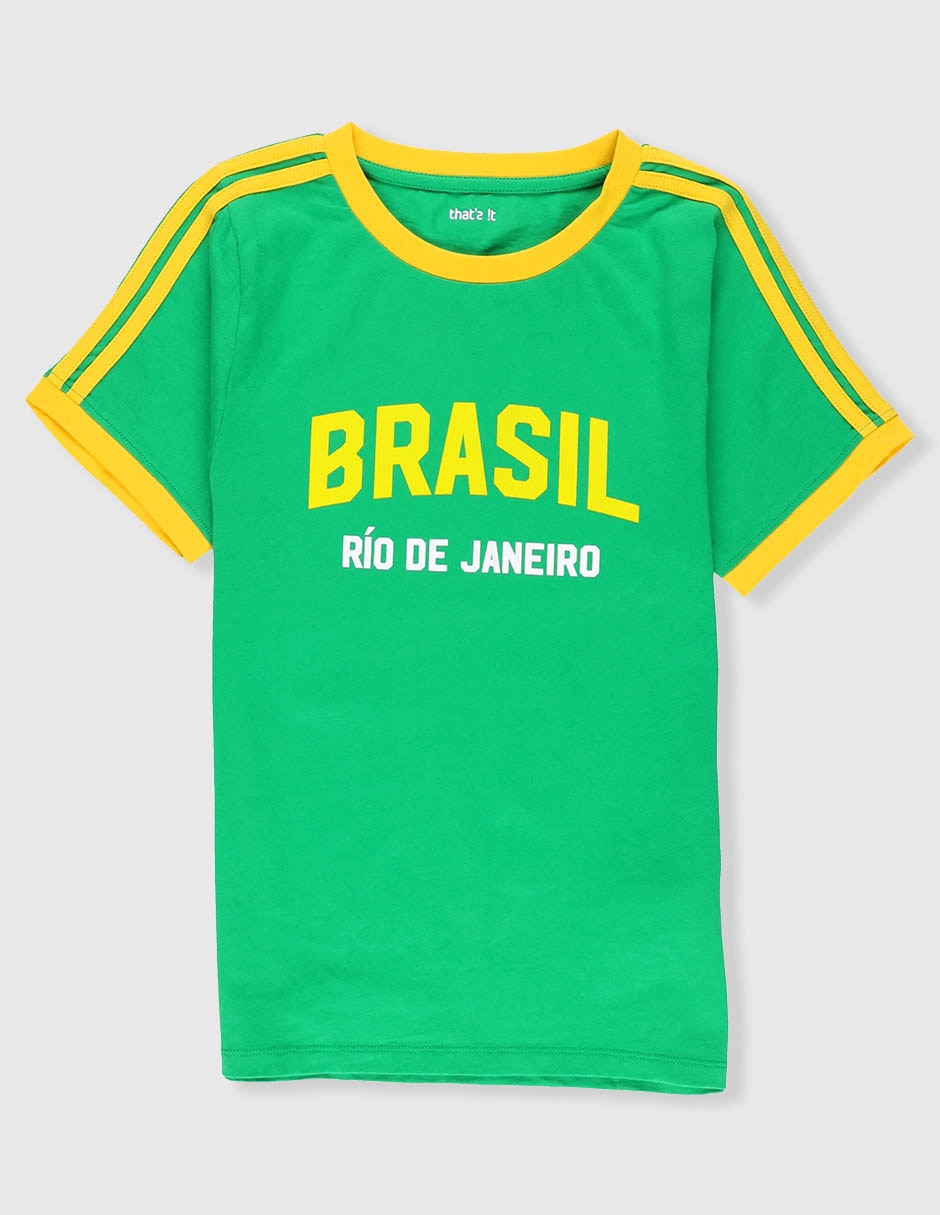 Playera Brasil manga corta para niña
