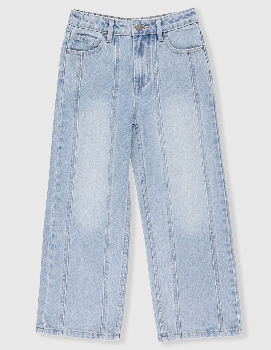 Jeans amplio lavado claro para niña Jeans amplio lavado claro para niña