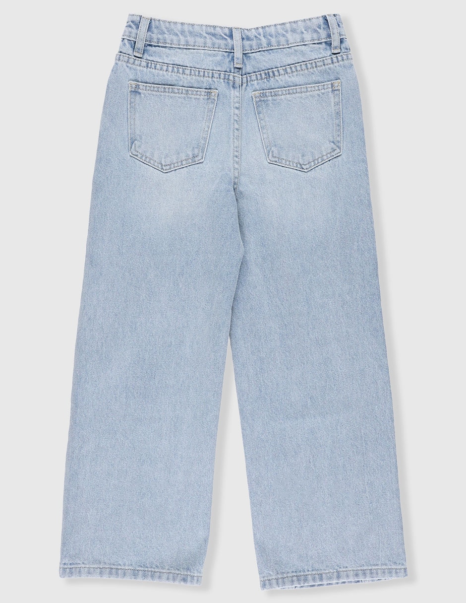 Jeans amplio lavado claro para niña 2
