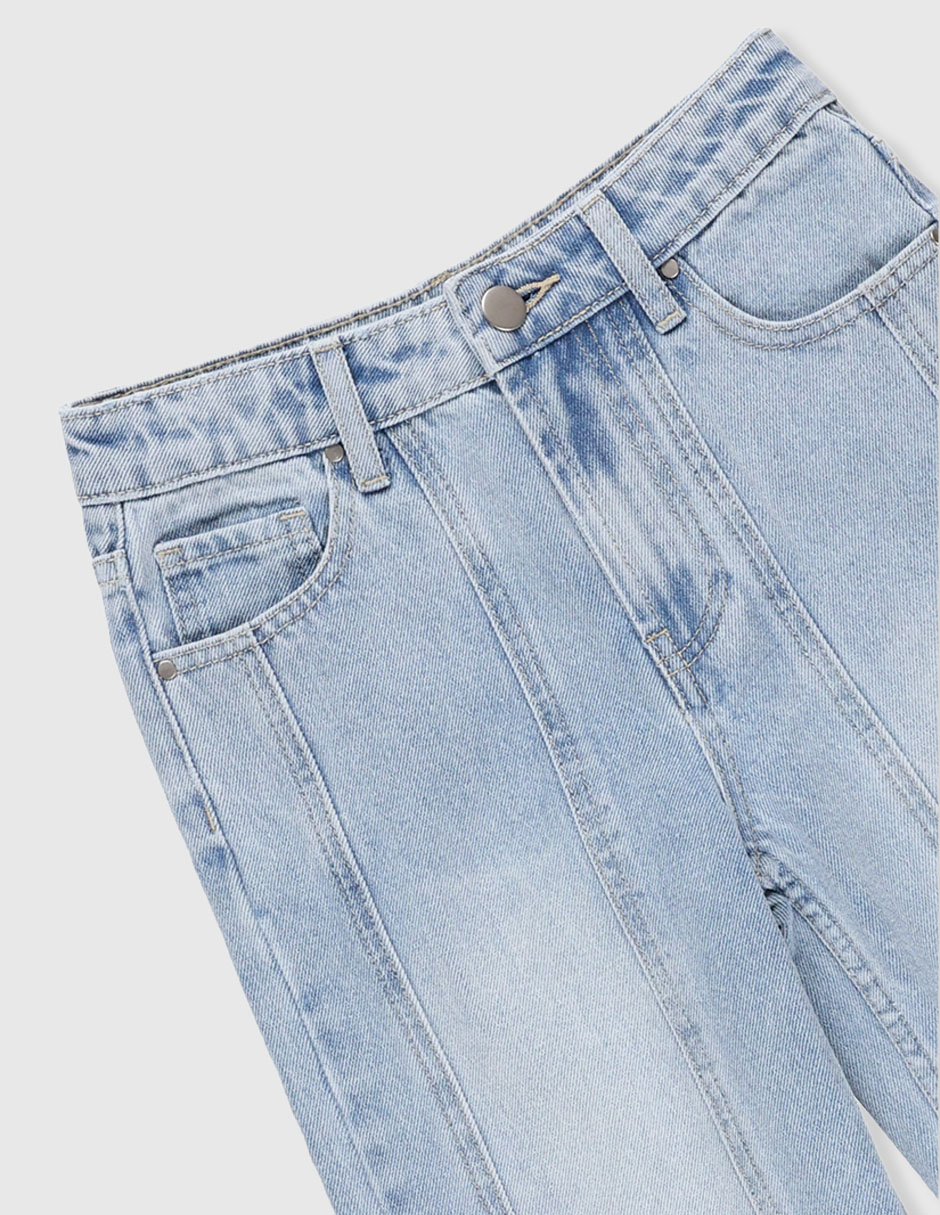 Jeans amplio lavado claro para niña 3