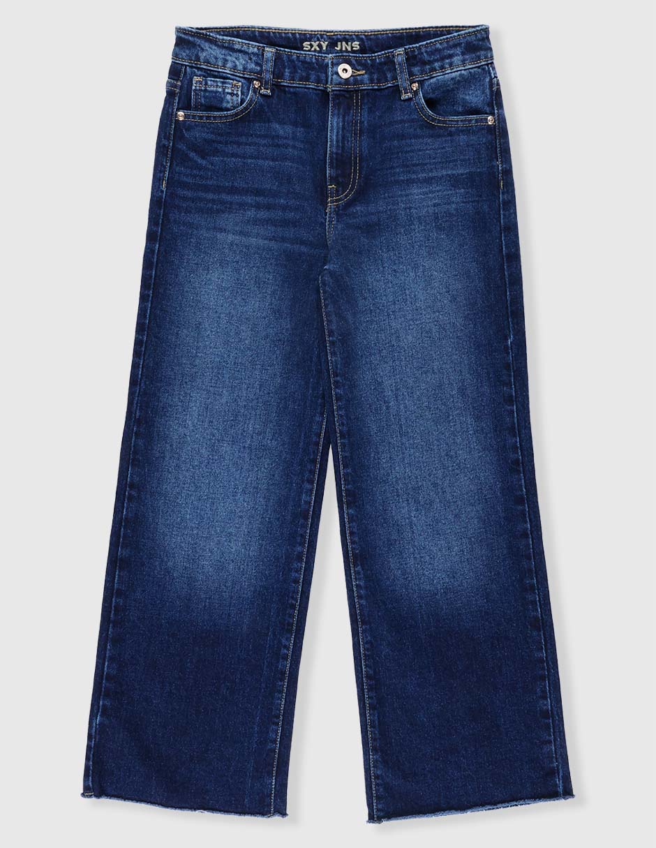 Jeans coulotte wide leg SXYKJM016 lavado obscuro para niña