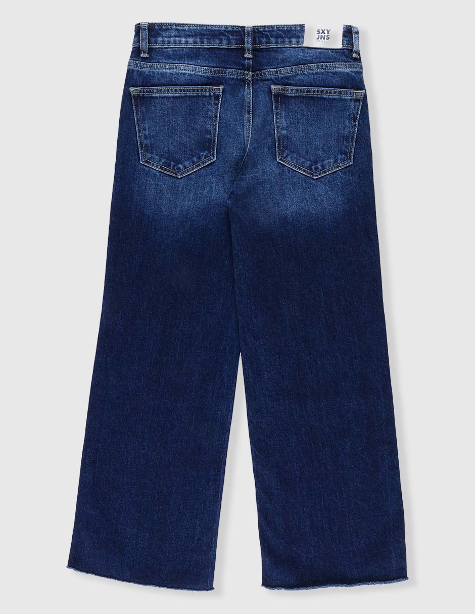 Jeans coulotte wide leg SXYKJM016 lavado obscuro para niña 2