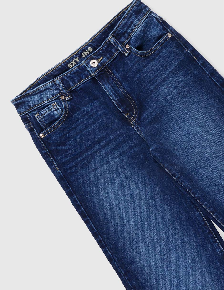 Jeans coulotte wide leg SXYKJM016 lavado obscuro para niña 3