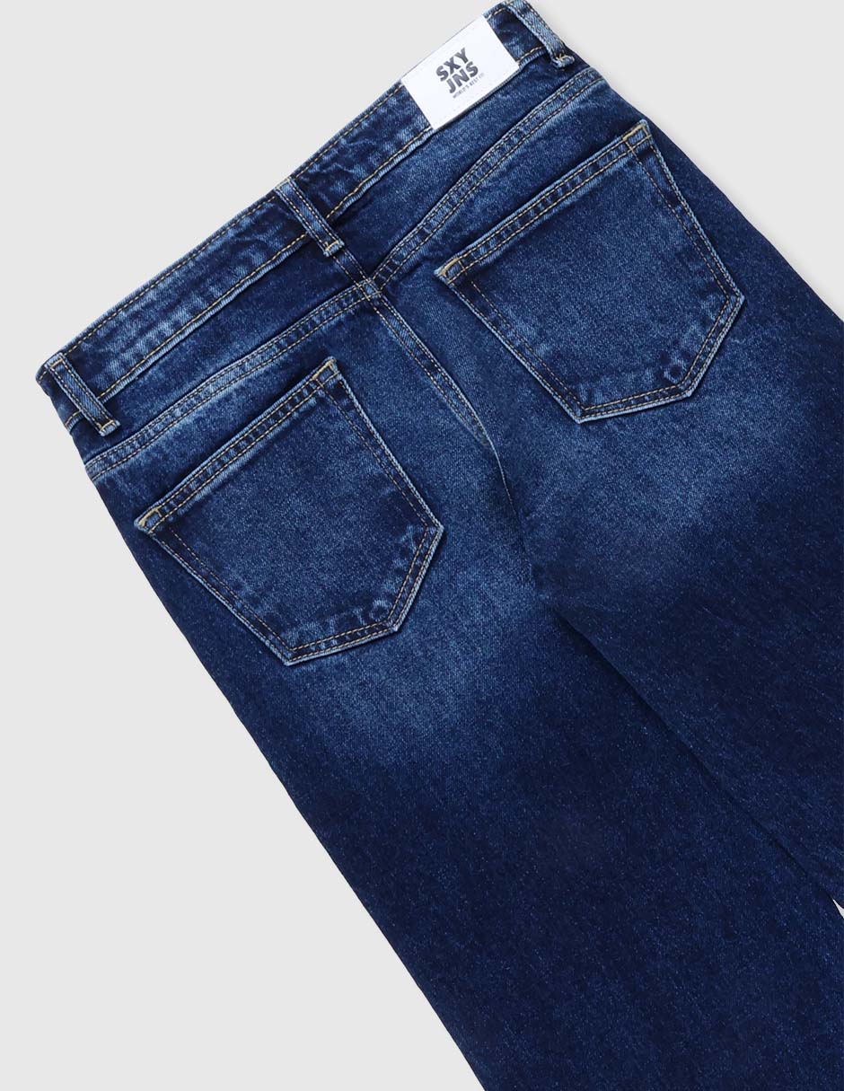 Jeans coulotte wide leg SXYKJM016 lavado obscuro para niña 4
