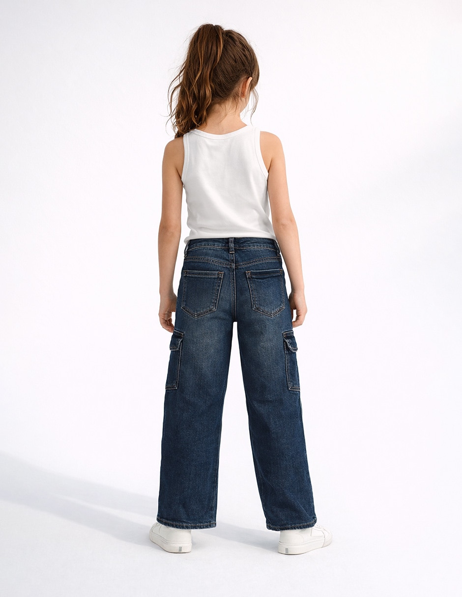 Jeans cargo relajado para niña 2